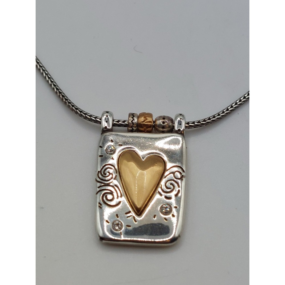 Brighton Necklace When You Wear Remember Me Two Tone Heart Pendant Silver Gold